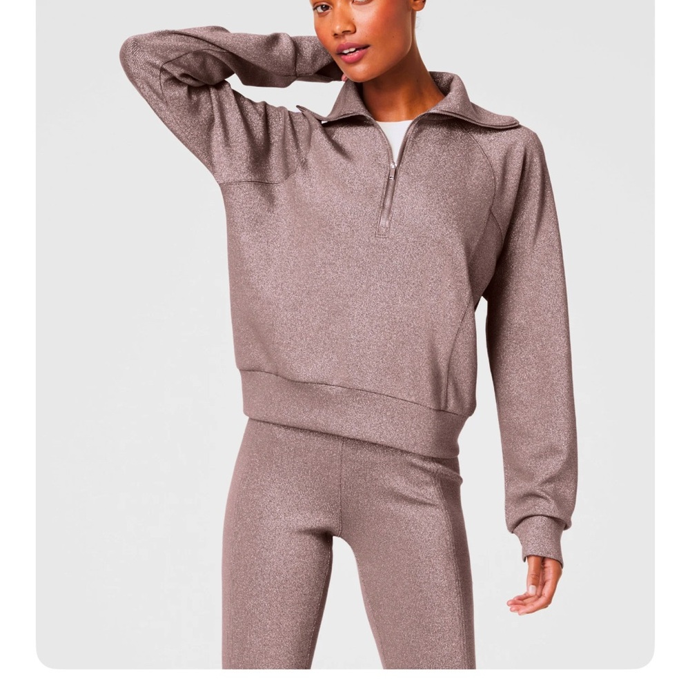 SPANX Air Essentials half zip in Smoke Shimmer -XS